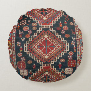 Oriental Antique Persian Turkish  Karbistan Carpet Round Cushion