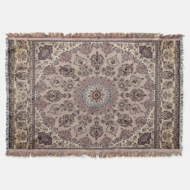 Oriental Antique Persian Turkish Rug Throw Blanket (Front)