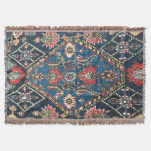 Oriental Antique Turkish Persian Blue Carpet Rug Throw Blanket