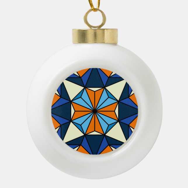 Oriental Arabic Geometric Seamless Pattern Ceramic Ball Christmas Ornament (Front)
