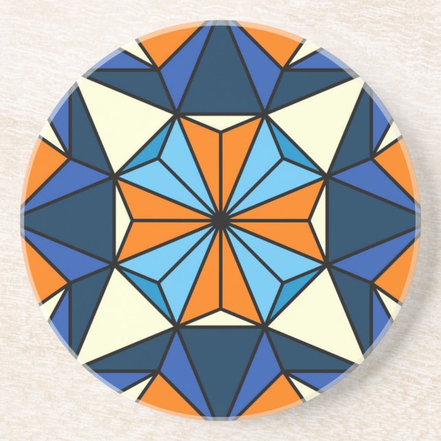 Oriental Arabic Geometric Seamless Pattern Coaster (Front)