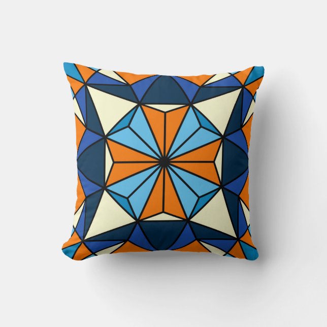 Oriental Arabic Geometric Seamless Pattern Cushion (Front)