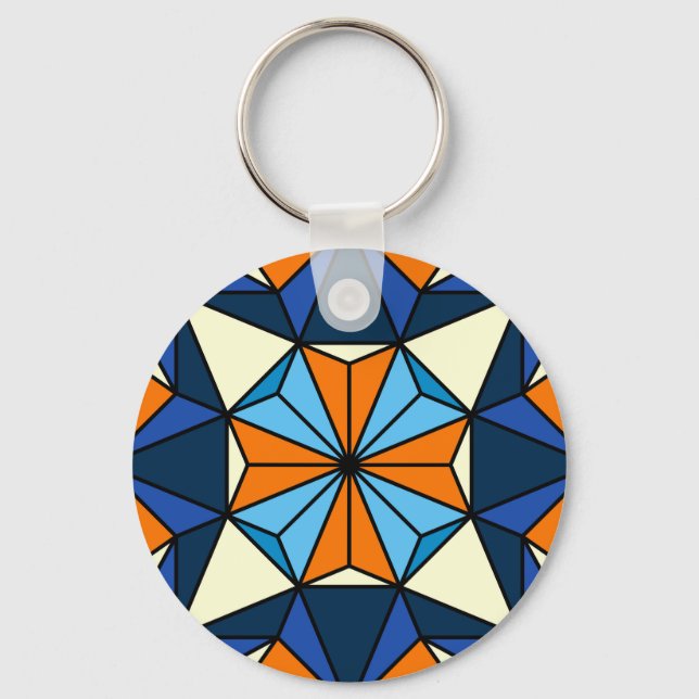 Oriental Arabic Geometric Seamless Pattern Key Ring (Front)