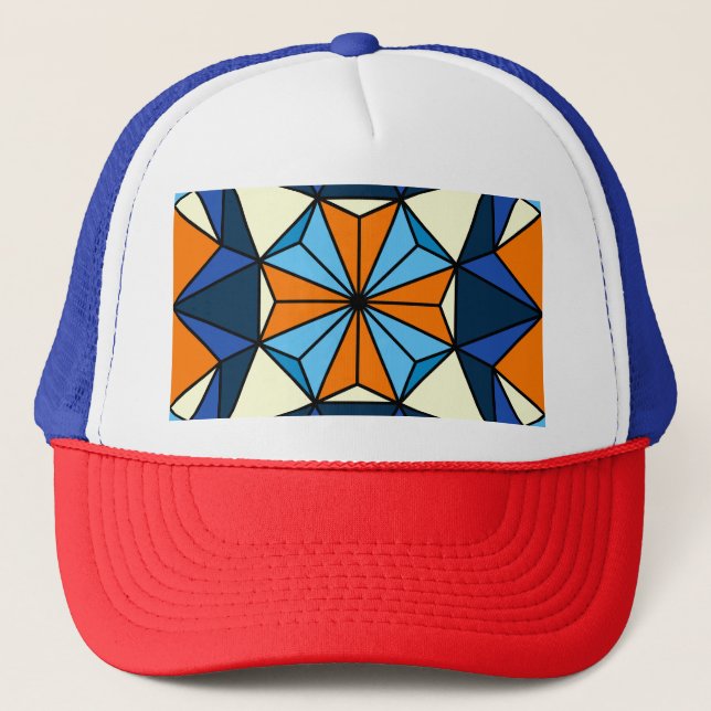 Oriental Arabic Geometric Seamless Pattern Trucker Hat (Front)