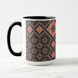 Oriental, Arabic, ornament, brown, red, ethnic Mug