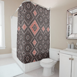 Oriental, Arabic, ornament, brown, red, ethnic Shower Curtain