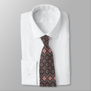 Oriental, Arabic, ornament, brown, red, ethnic Tie