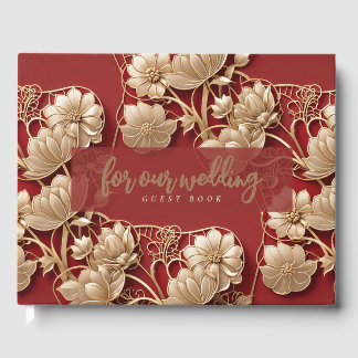 Oriental Art Deco Florals | Custom Wedding Guest Book