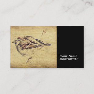 Oriental art pencil sketch Peaceful Zen bird Business Card