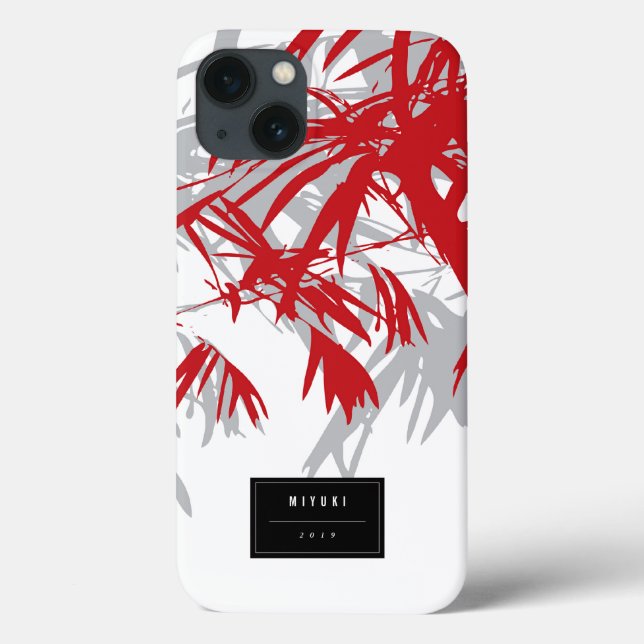 Oriental Asian Chinese Red Bamboo Leaves Zen Case (Back)