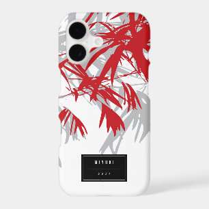 Oriental Asian Chinese Red Bamboo Leaves Zen Case