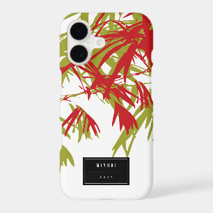 Oriental Asian Chinese Red Bamboo Leaves Zen Case