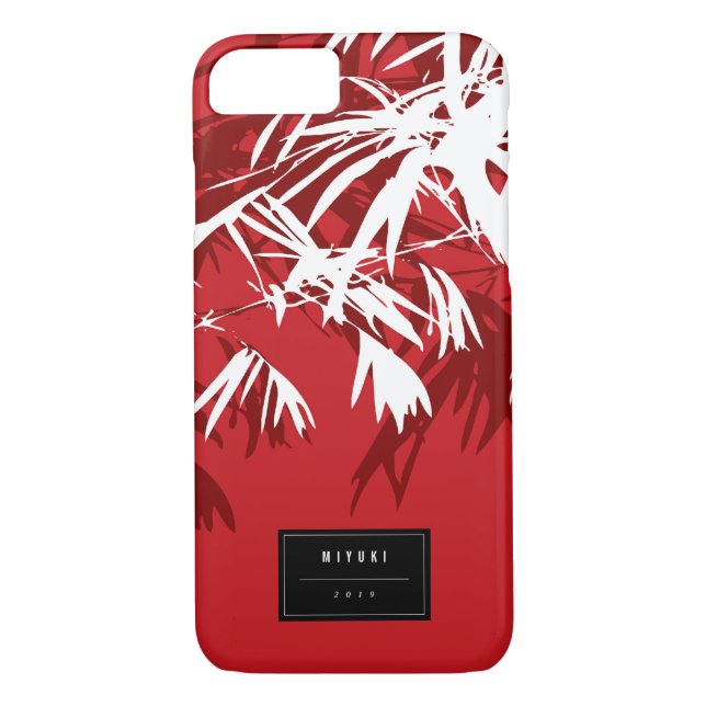 Oriental Asian Chinese Red Bamboo Leaves Zen Case (Back)