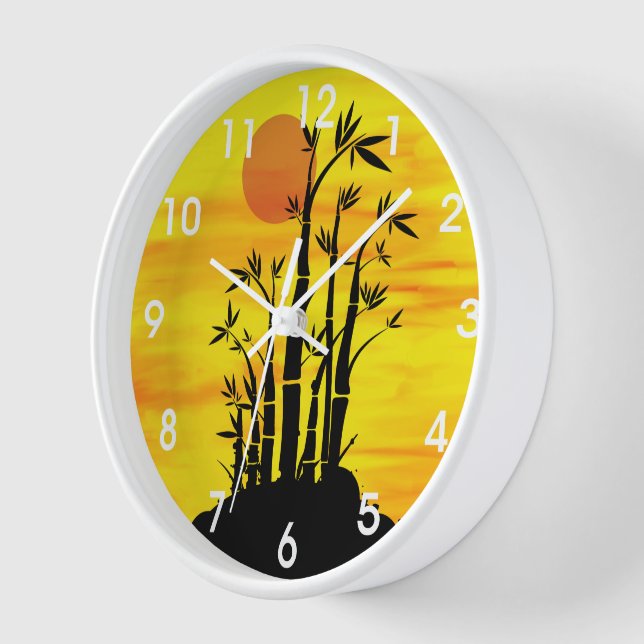 Oriental Bamboo Sunset Clock (Angle)