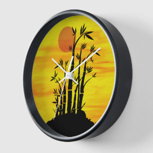 Oriental Bamboo Sunset Clock