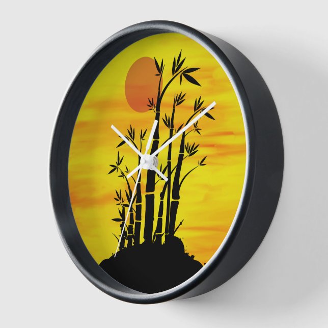 Oriental Bamboo Sunset Clock (Angle)