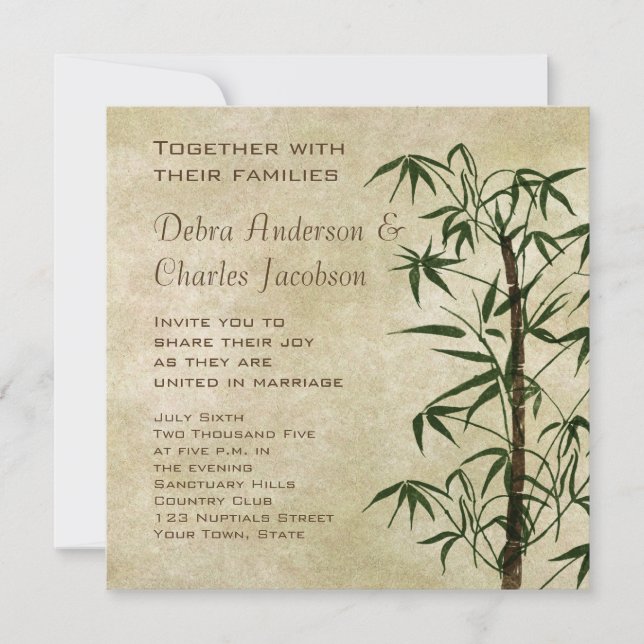 Oriental Bamboo Wedding Invitation (Front)