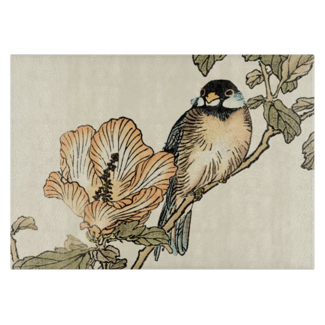 Oriental Bird Perched on Branch Cutting Board (Front)