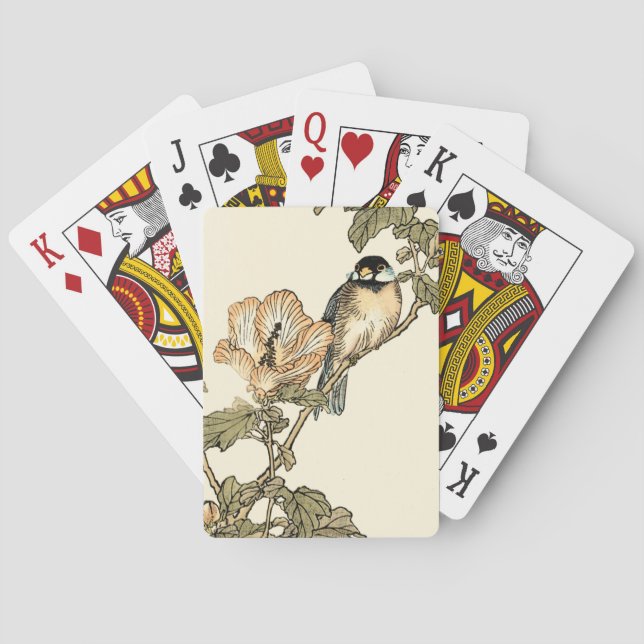 Oriental Bird Perched on Branch Playing Cards (Back)