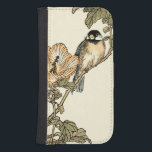Oriental Bird Perched on Branch Samsung S4 Wallet Case<br><div class="desc">This art print displays sharp,  vivid image of an oriental bird perched on a branch. Below it there is an orange flower with a high degree of colour accuracy. This contemporary fine art print of a traditional Oriental-inspired art will add character to any wall in your house.</div>