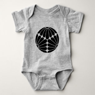 Oriental Black Kiku Chrysanthemum Mon Vector Art Baby Bodysuit