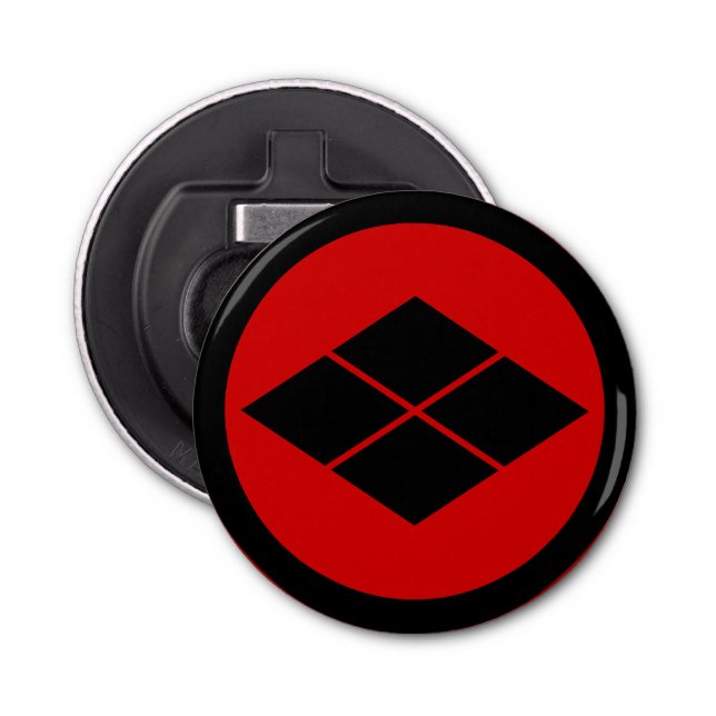 Oriental Black Red Takeda Japan Mon Art Bottle Opener (Front)