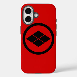 Oriental Black Red Takeda Japan Mon Vector Art iPhone 16 Case