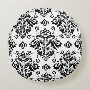 Oriental Black & White: Classic Texture Round Cushion