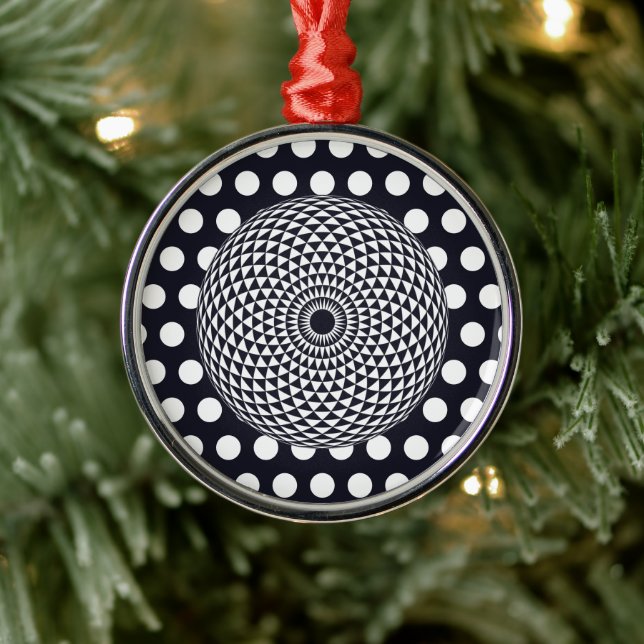 Oriental Black White Mandala Geometric Art Metal Ornament (Tree)