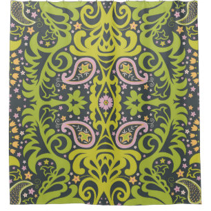 Oriental Bliss: Paisley Floral Pattern Shower Curtain