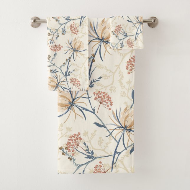 Oriental Bloom – Elegant Floral Pattern Bath Towel Set (Insitu)