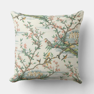 Oriental Blossom Garden Throw Pillow