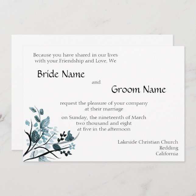 Oriental blossom Wedding Invitation Tem (Front/Back)