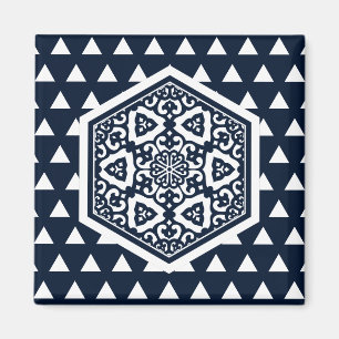 Oriental Blue Ottoman Turkish Tracery Vector Art Magnet