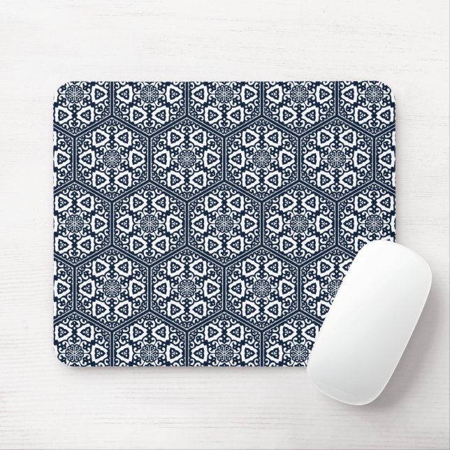 Oriental Blue Ottoman Turkish Tracery Vector Art Mouse Pad (With Mouse)