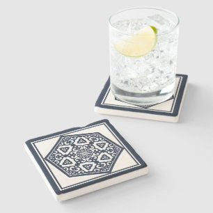Oriental Blue Ottoman Turkish Tracery Vector Art Stone Coaster