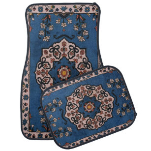 Oriental Blue Persian Turkish Carpet Pattern Car Mat
