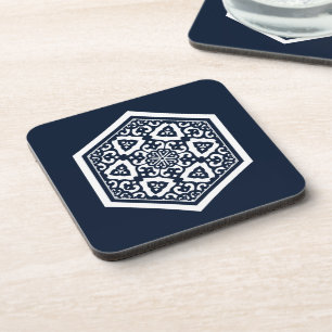 Oriental Blue White Ottoman Turkish Tracery Art Coaster