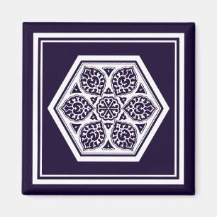 Oriental Blue White Ottoman Turkish Tracery Art Magnet