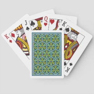 Oriental Blue Yellow Green Ottoman Turkish Hexagon Playing Cards