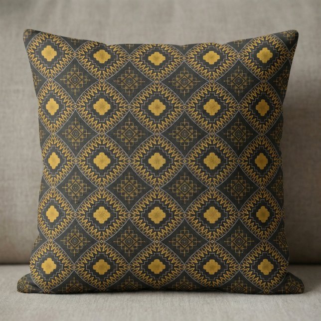 Oriental Bohemian Moroccan Black and Gold Pattern Fabric (Creator Uploaded)