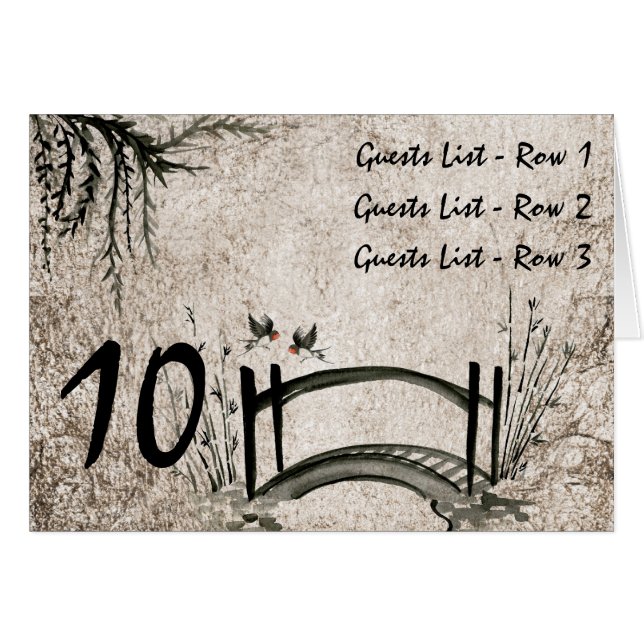 Oriental bridge Wedding Table Placeholder (Front Horizontal)