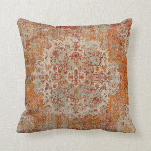 Oriental carpet cushion orange