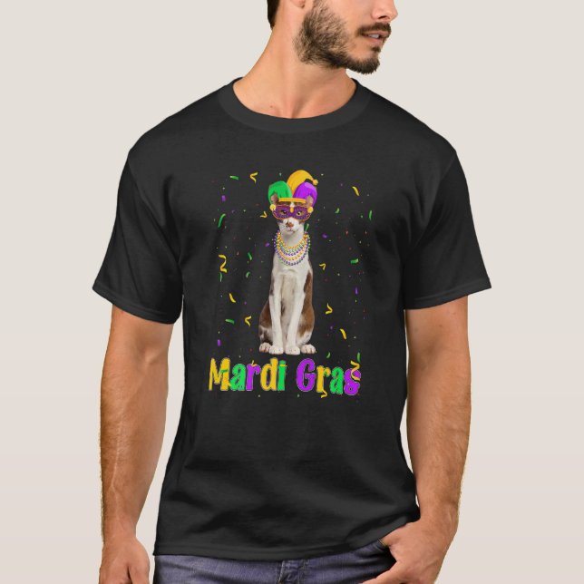 Oriental Cat Mardi Gras Meowdi Gras Kitten Mask T-Shirt (Front)