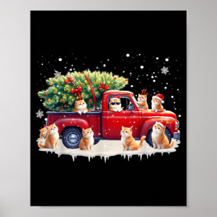 Oriental Cat Red Truck Christmas Tree Santa Ugly X Poster