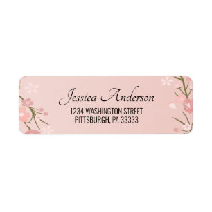 Oriental Cherry Blossom Mailing Address Return Address Label