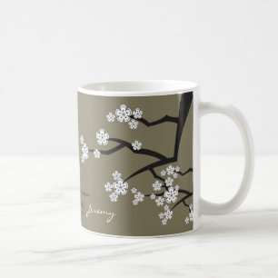 Oriental Cherry Blossoms White Sakura Flowers Mug
