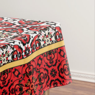 Oriental Christmas Holiday Damask Red and Gold Tablecloth