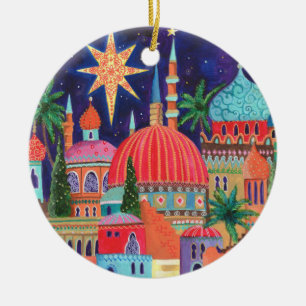 Oriental City Christmas Holiday  Ceramic Ornament
