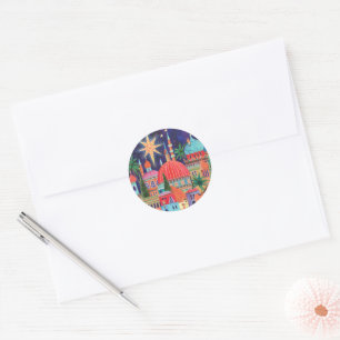 Oriental City Christmas Holiday  Classic Round Sticker
